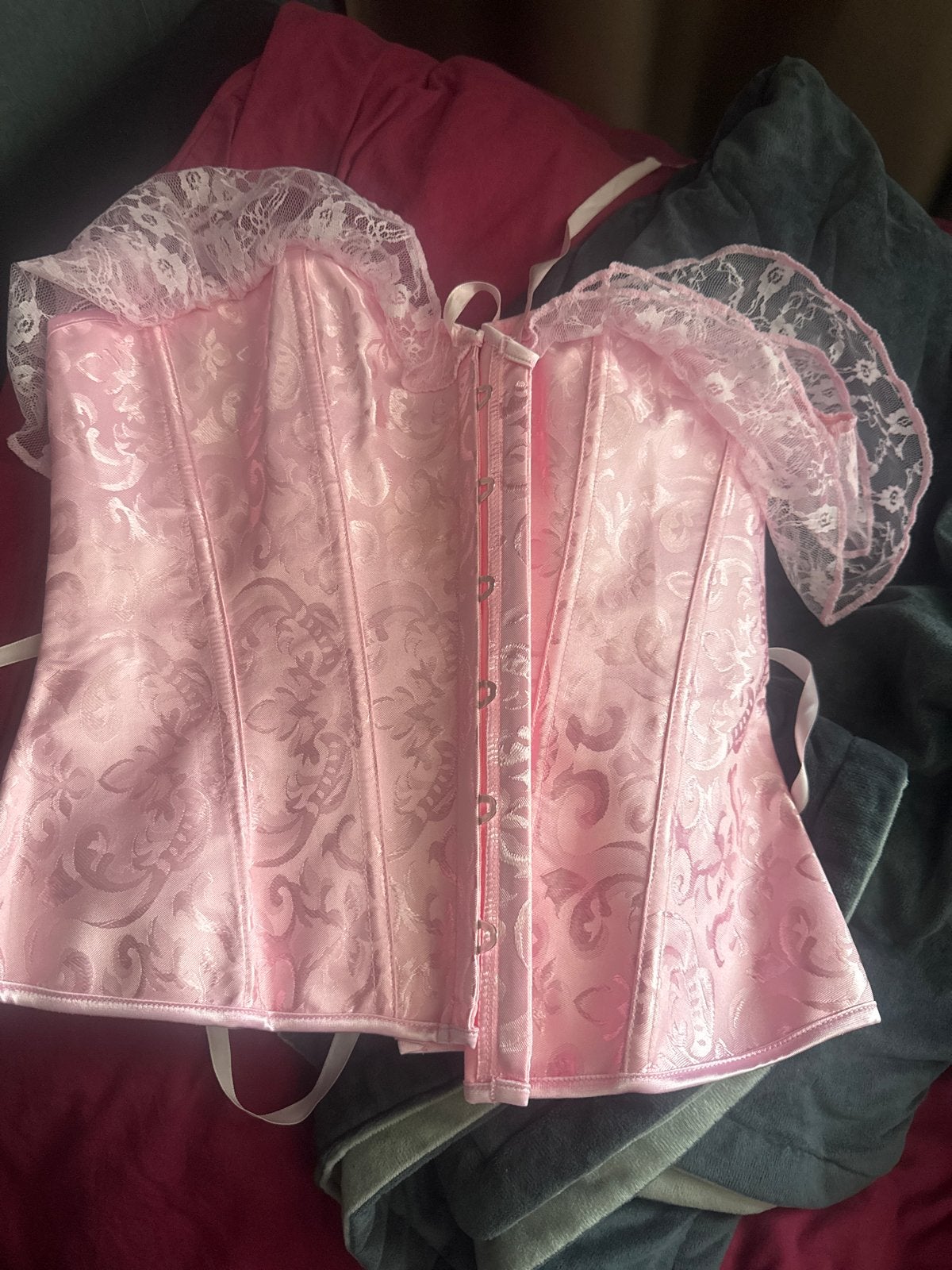 Prachtig Roze Korset met Kanten Details, Ophalen, Roze, Body of Korset