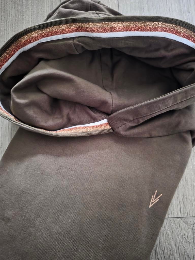LeVV Olijfgroen Hoodie Sweater Trui Glitter Bies 134 140, Kinderen en Baby's, Kinderkleding | Maat 134, Trui of Vest, Nieuw, Levv