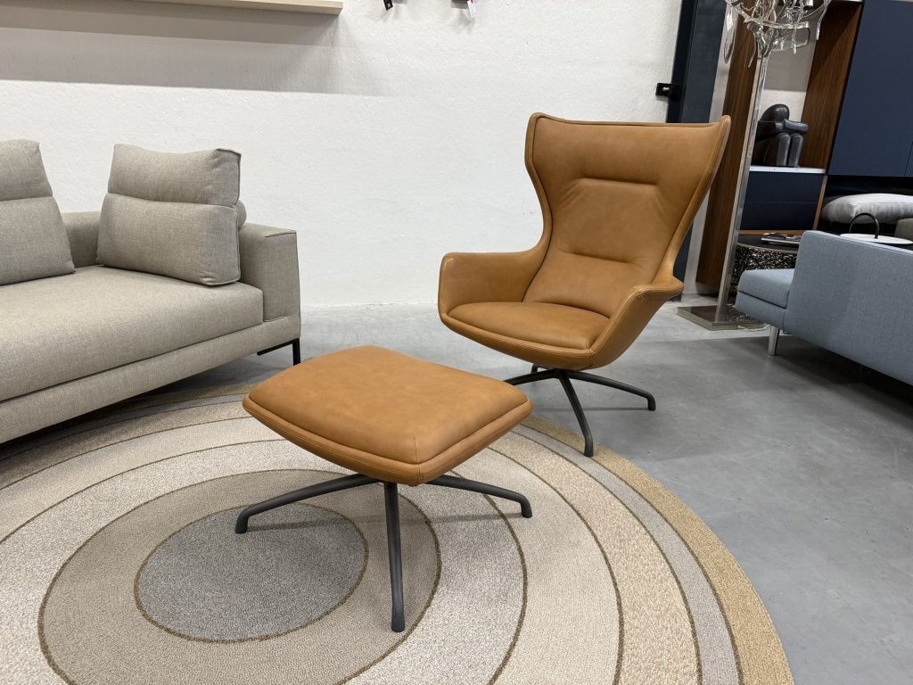Nieuw Eyye Puuro Fauteuil Cognac leer Design stoel Poef