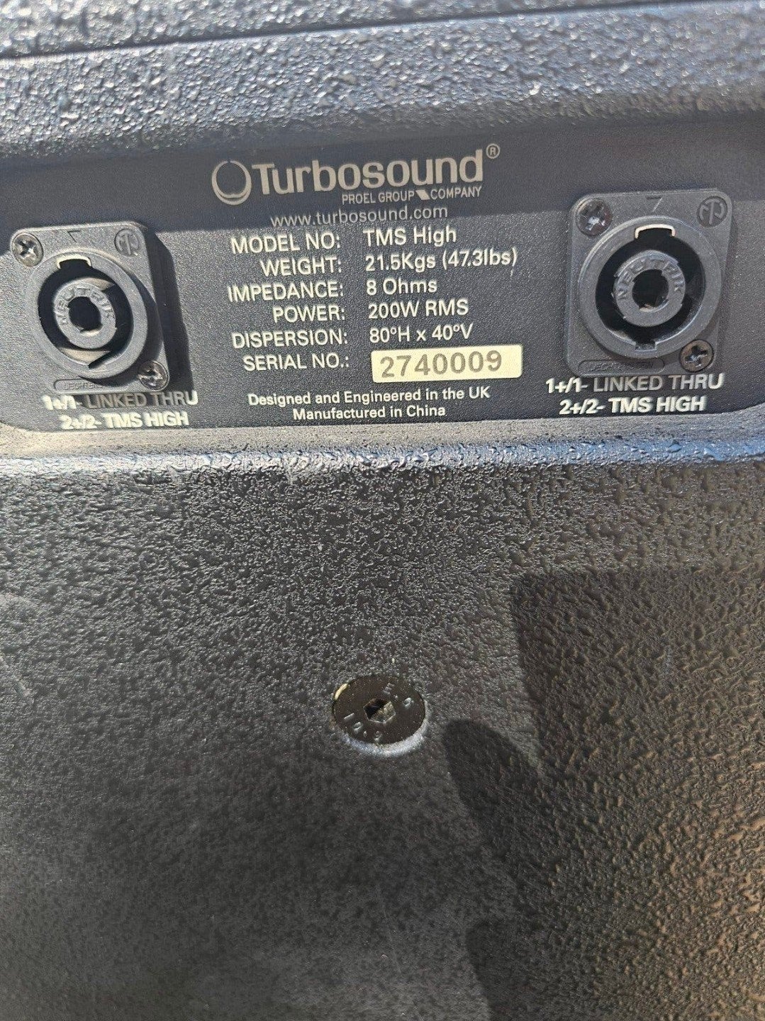 2x Turbosound TMS high hoorngeladen topkast PA speaker, Ophalen, Zo goed als nieuw, P.A.