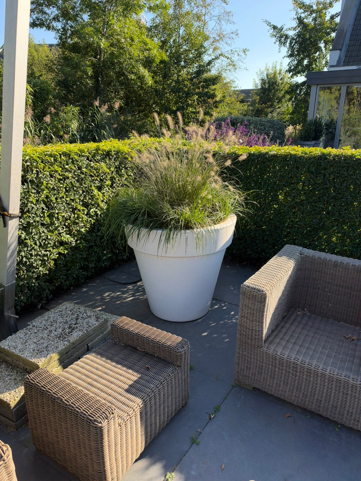 Elho pure round wit. 90 cm hoog, 100 cm doorsnee, Ophalen, Kunststof, 40 cm of meer, Rond