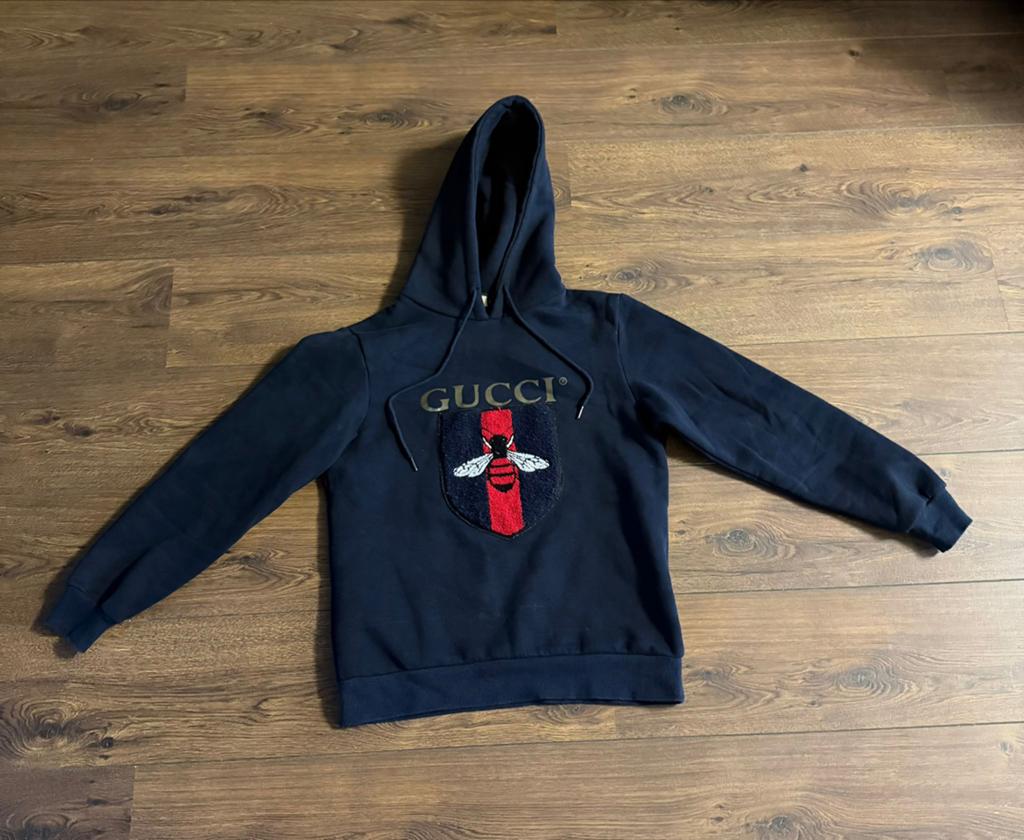 Gucci hoodie met bijenlogo - Maat S, Ophalen of Verzenden, Gedragen, Maat 36 (S), Blauw