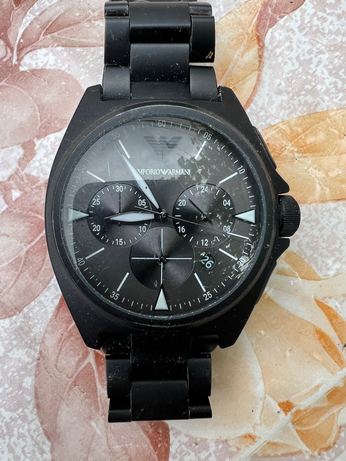Emporio Armani AR-11412 Herenhorloge - Batterij leeg, Gebruikt, Staal, Polshorloge, Ophalen