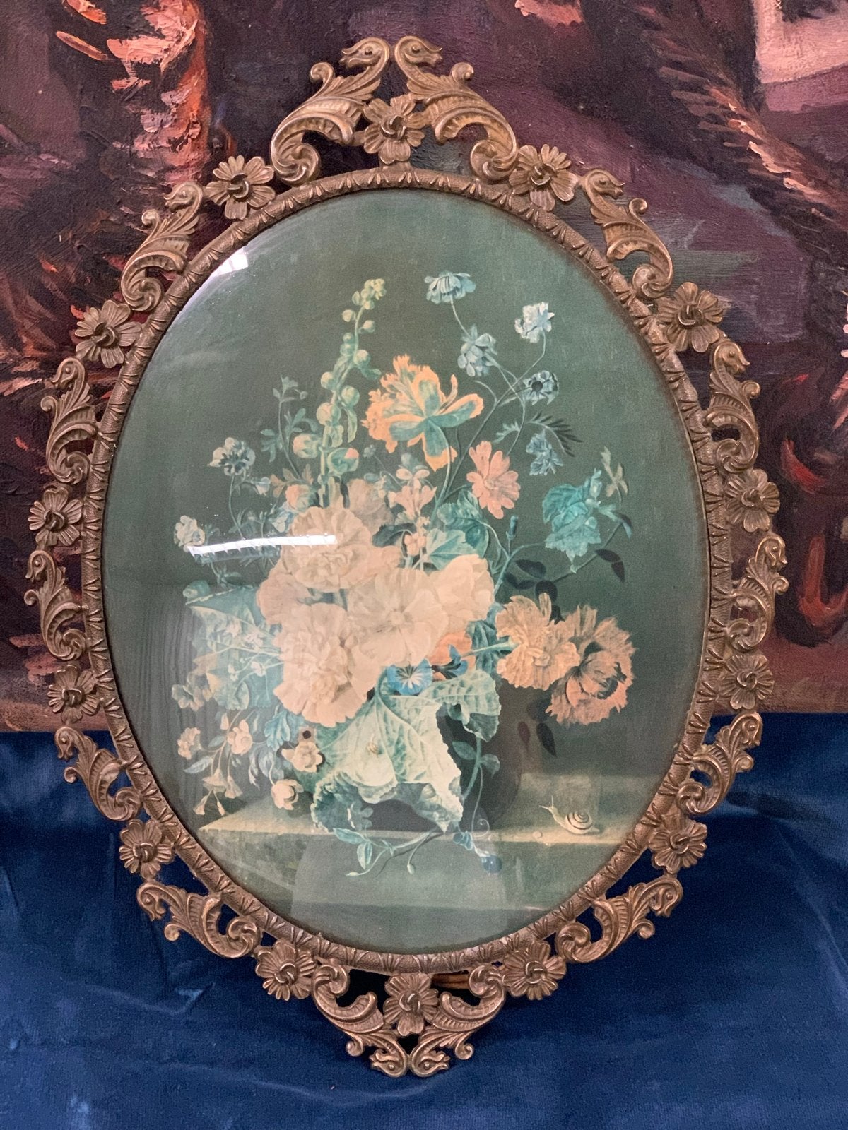 Antieke Franse Lamp met Bloemen Decor, Ophalen of Verzenden