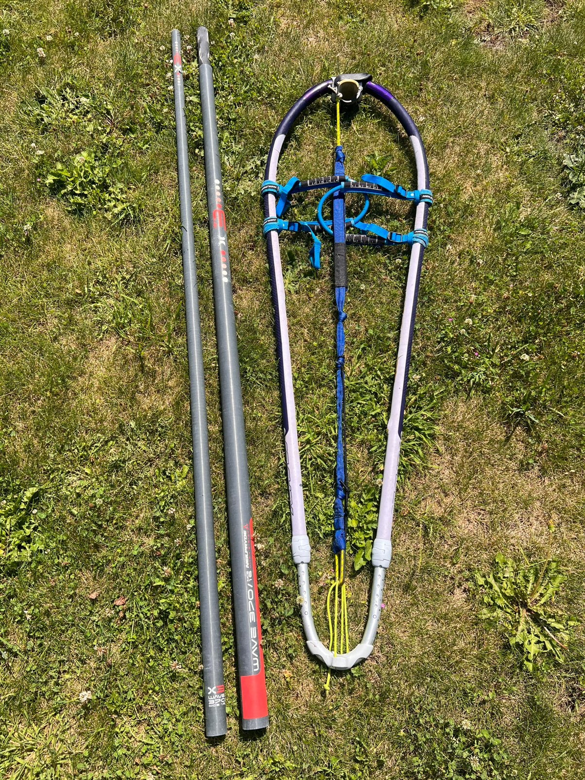 Neilpryde X3 mast en giek, Ophalen, Gebruikt, Met ophaalkoord, Neilpryde