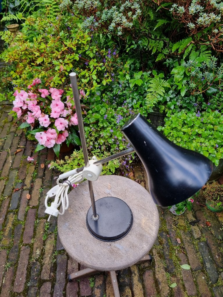 Bureaulamp tafellamp hengellamp zwart vintage, Bureaulamp, Gebruikt, Vintage, Zwart
