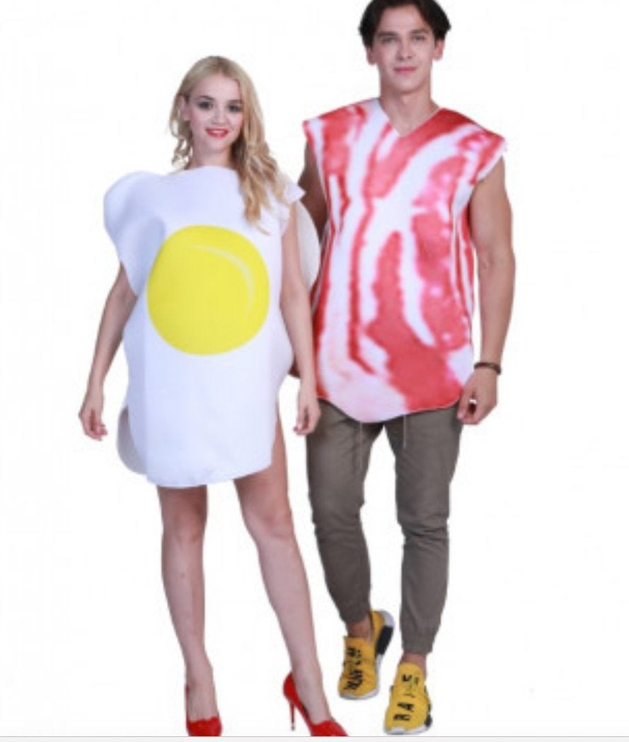 Carnavalskleding duo: Spek en Ei kostuum maat M/L, Maat 38/40 (M), Carnaval, Nieuw, Ophalen of Verzenden