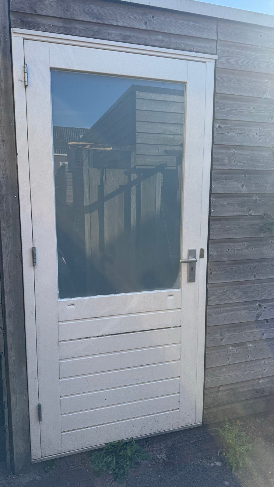 Hardhouten buitendeur inclusief kozijn, Gebruikt, 80 tot 100 cm, Ophalen of Verzenden, Buitendeur