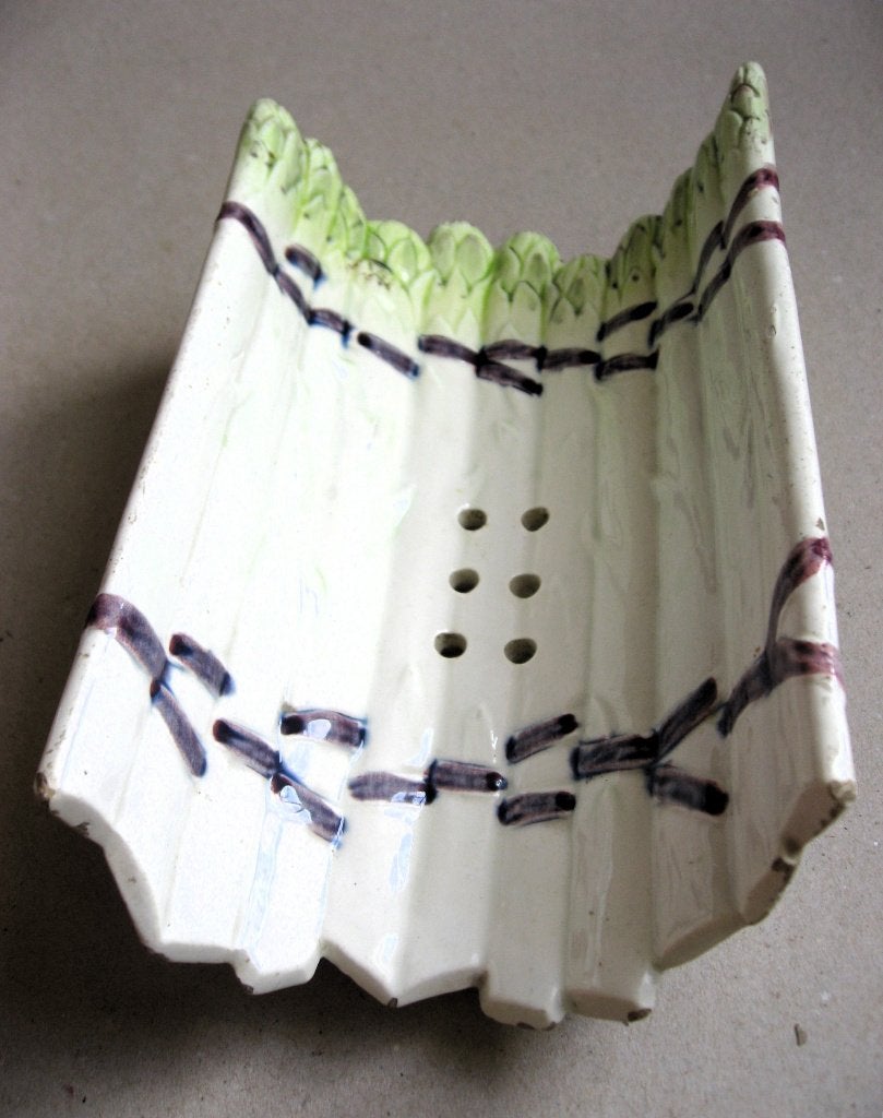Vintage Italiaanse majolica aspergeschaal, handbeschilderd, Antiek en Kunst, Antiek | Keramiek en Aardewerk, Ophalen of Verzenden