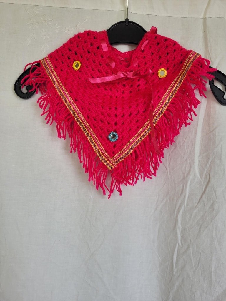 Super leuke roze poncho mt 92/98, Meisje, ., Trui of Vest, Ophalen of Verzenden