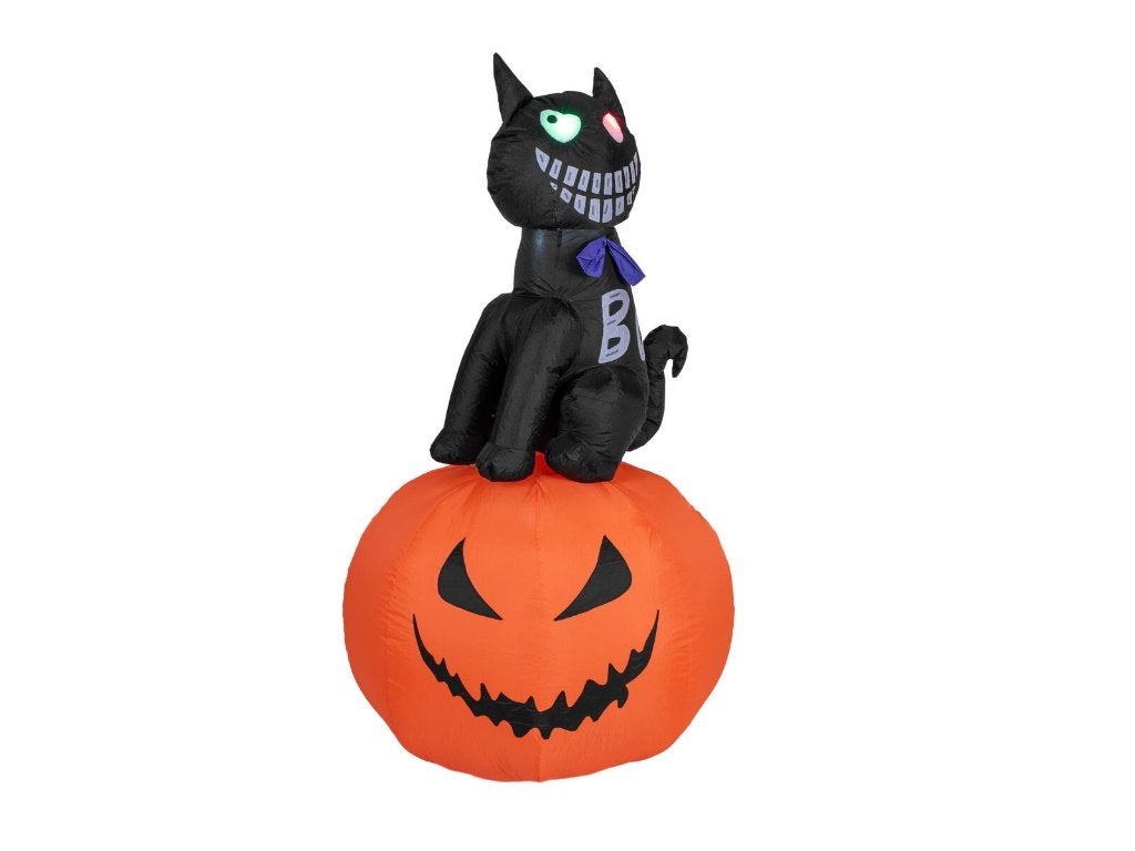 Europalms Halloween opblaasbare kat met pompoen - 183 cm, Halloween of Griezel, ., Nieuw, Ophalen of Verzenden