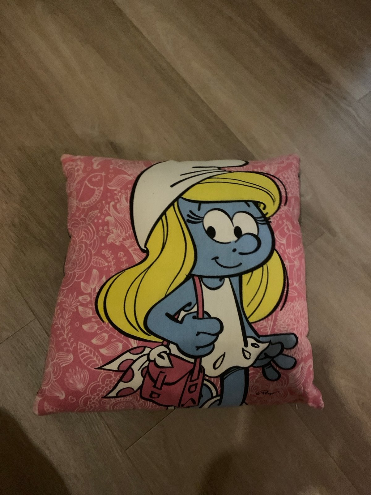 Smurfin Kussen - Dubbelzijdig Sierkussen, Gebruikt, Vierkant, Sierkussen, Dubbelzijdig