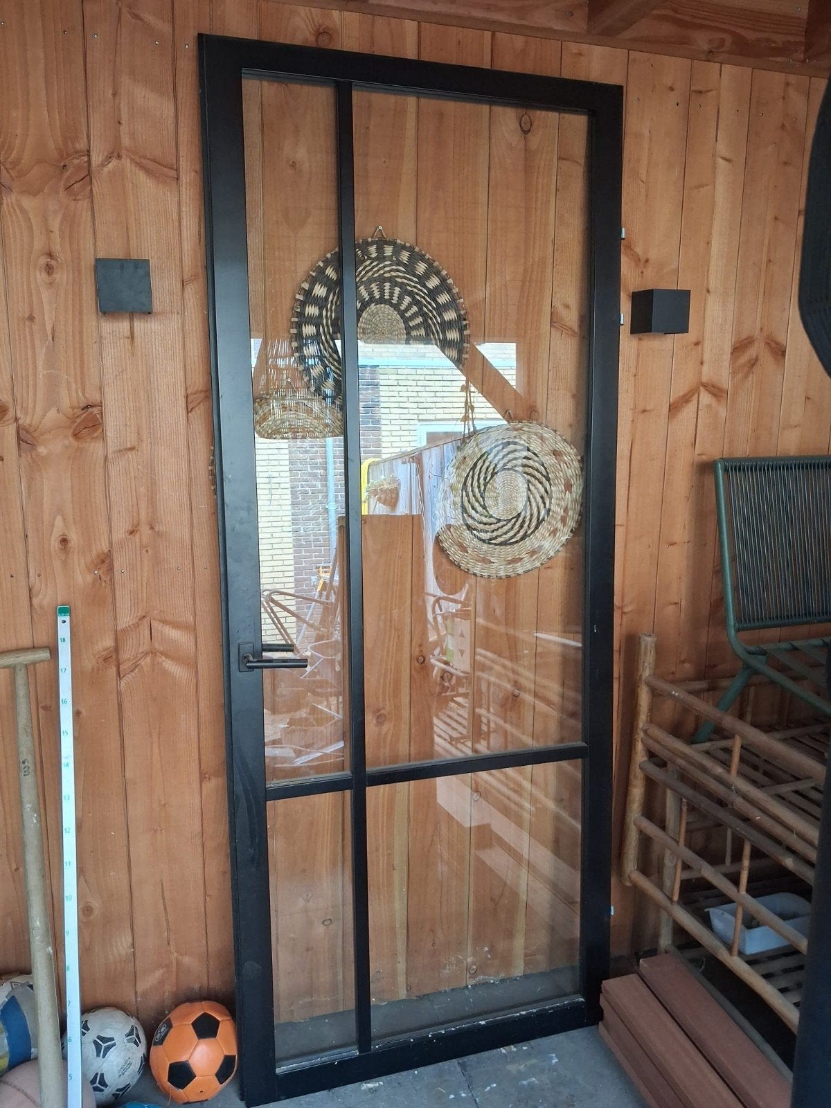 Prachtige houten binnendeur met glas - Zwart, Doe-het-zelf en Verbouw, Deuren en Horren, Ophalen, Gebruikt, 215 cm of meer, Binnendeur