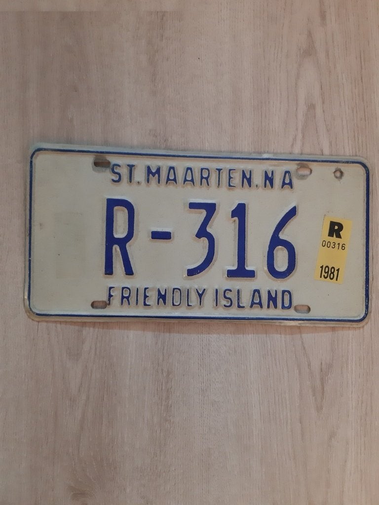 Nummerbord Sint Maarten uit 1981, Verzenden, Gebruikt, Auto's