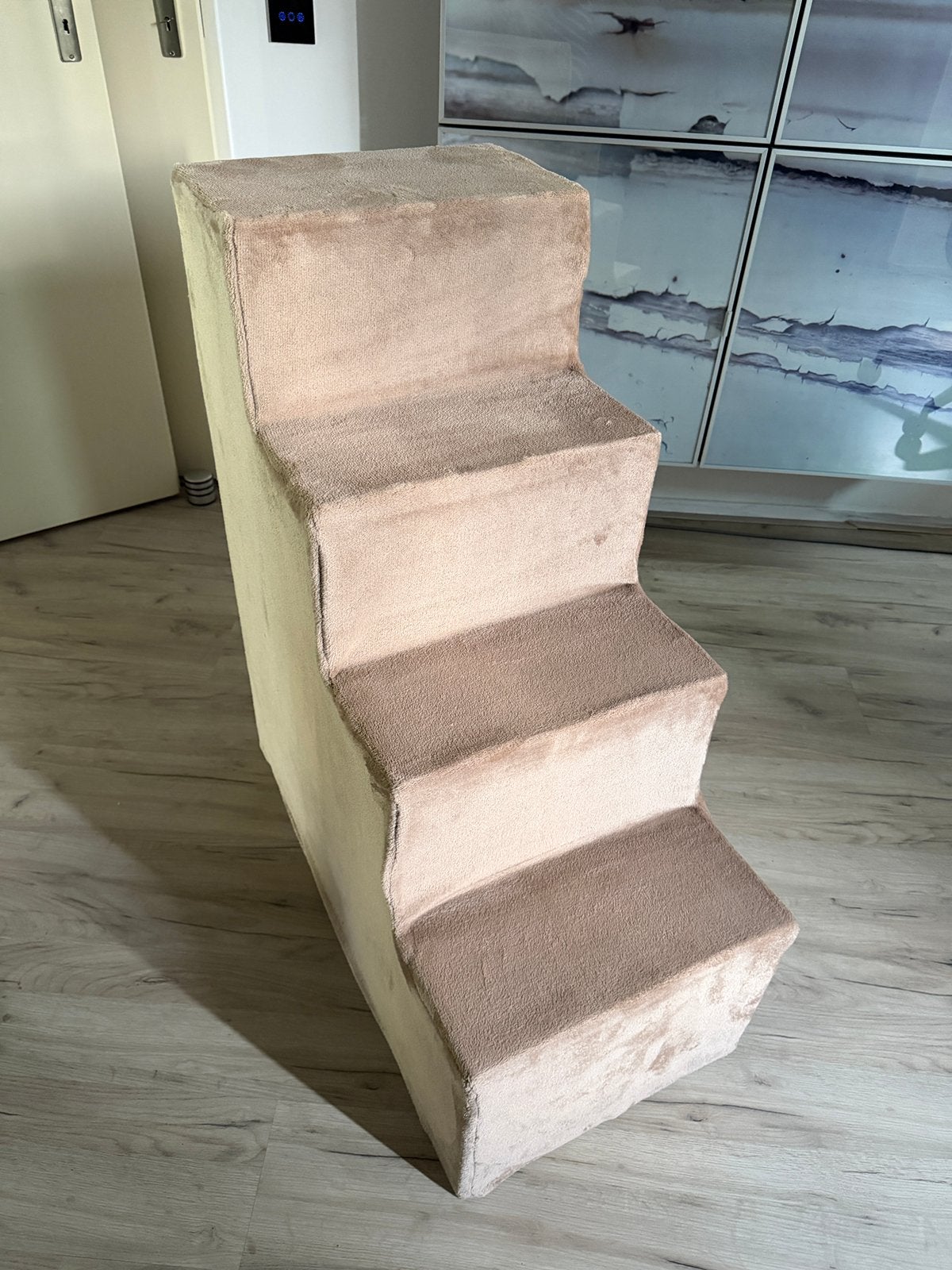 Hoge hondentrap met fleece overtrek 95 cm hoog, Ophalen, Zo goed als nieuw, Hondentrap