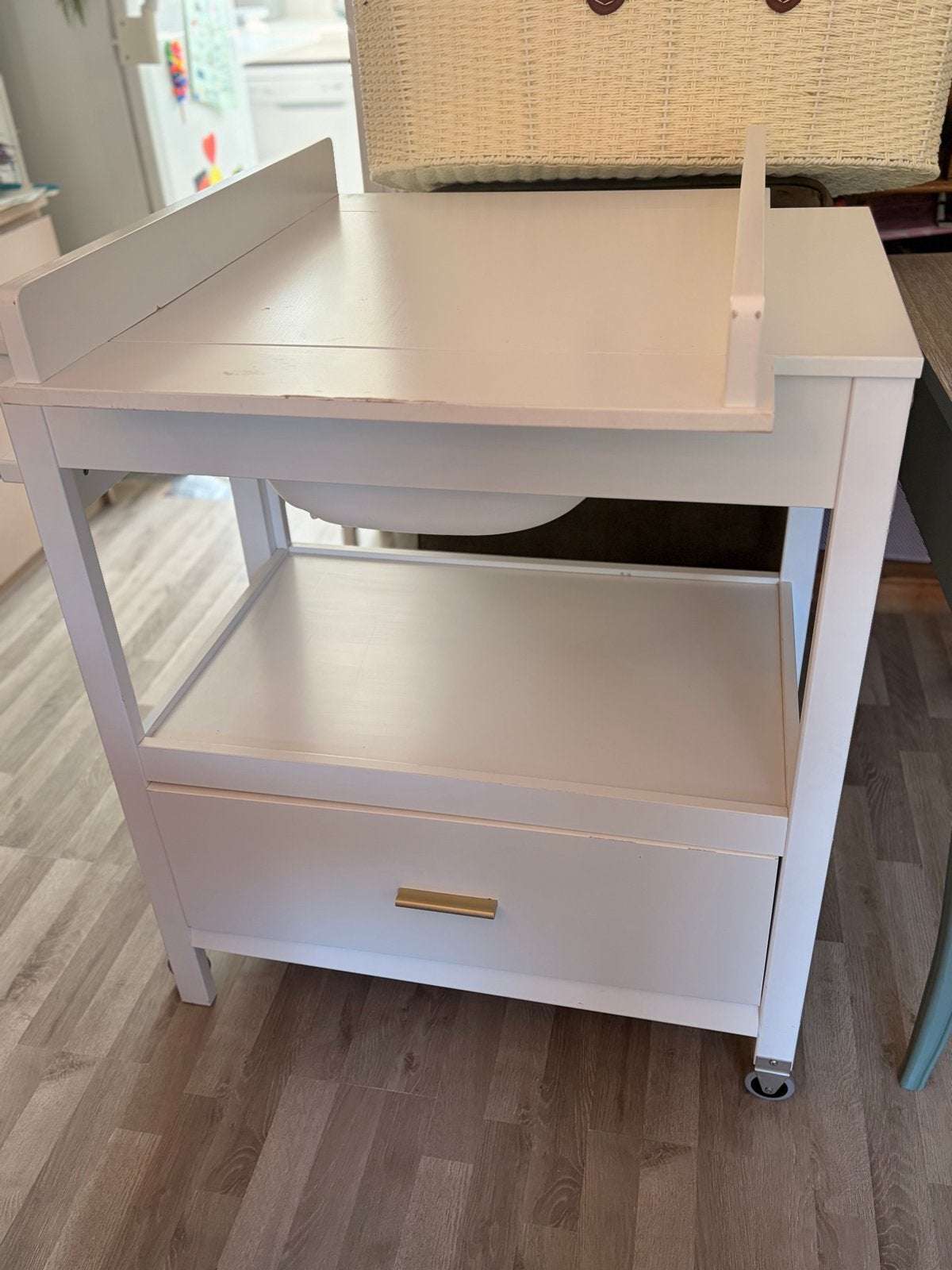 Vintage Commode / Aankleedtafel met Badje en Lade, Ophalen, Gebruikt, 70 cm of meer, 75 tot 100 cm