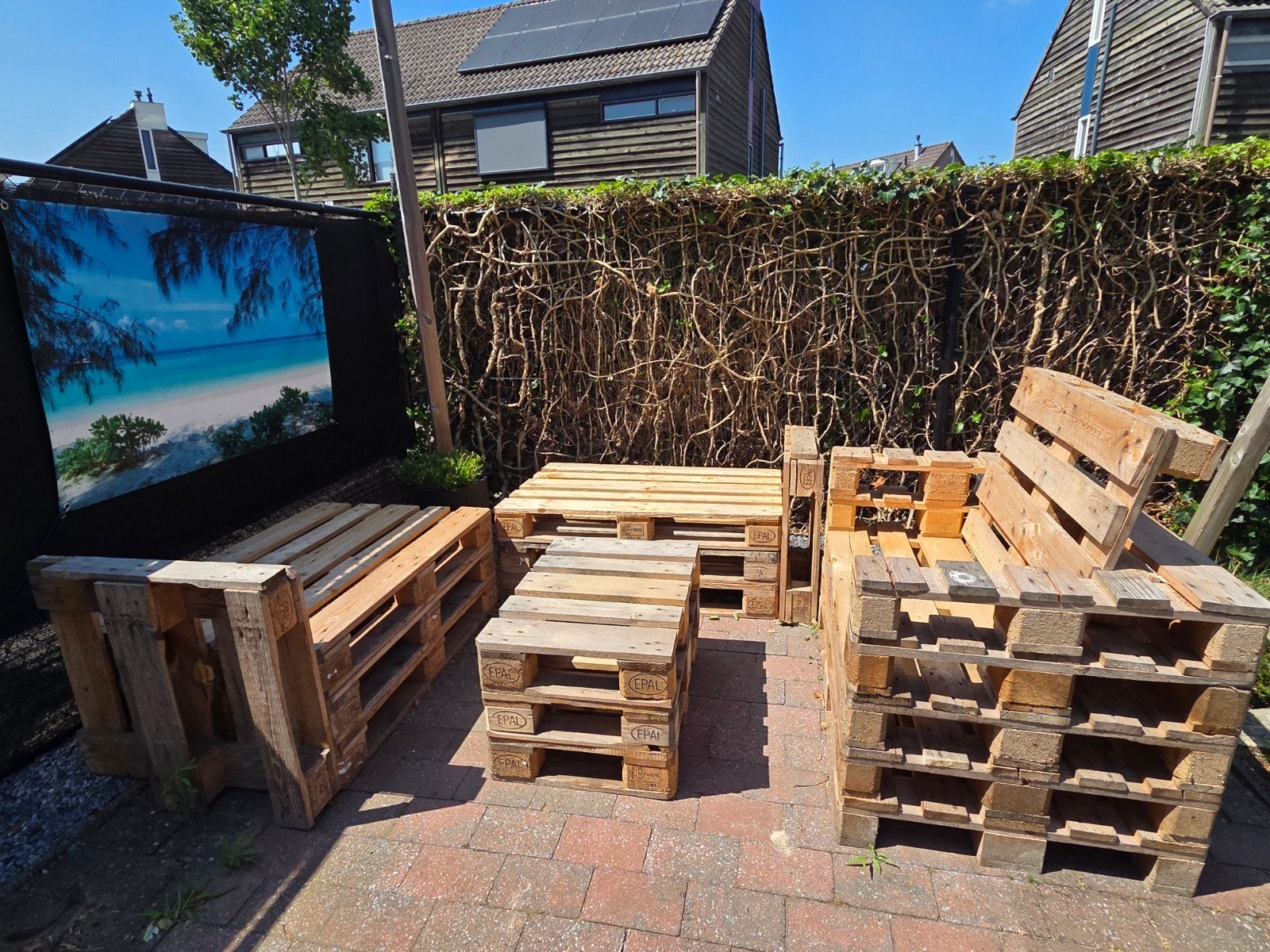 Pallet Loungeset - Duurzaam en Comfortabel, Ophalen, Gebruikt, 6 zitplaatsen, Loungeset