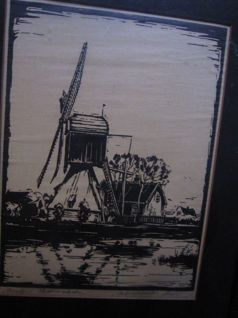 HEEMSTEDE, Mooie Houtsnede v/e Molen Walraven, Ophalen, Houtsnede
