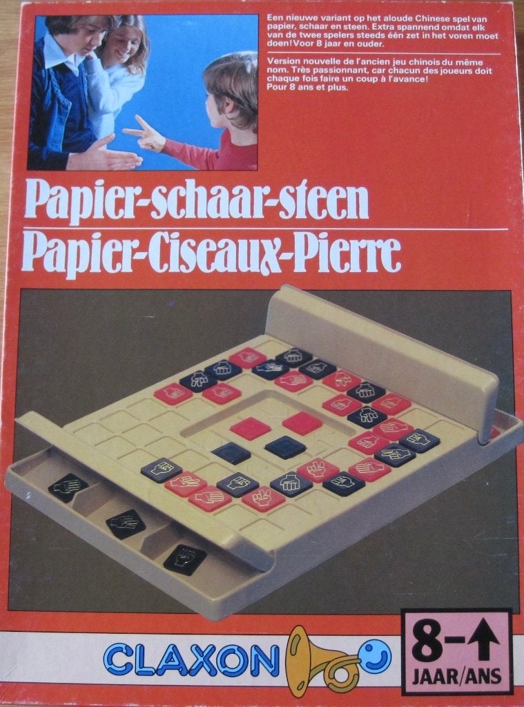 Papier - schaar - steen - bordspel voor 2 personen - 1979, Een of twee spelers, Ophalen of Verzenden, Zo goed als nieuw, Claxon