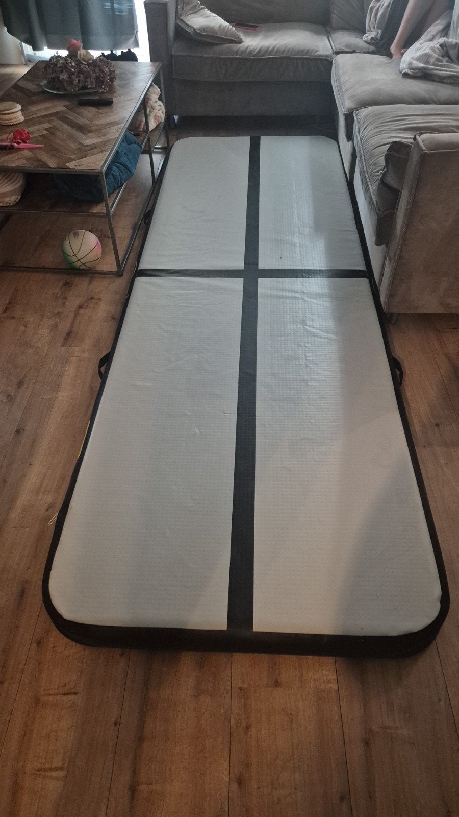 Airtrack turnmat - 3 meter, Ophalen of Verzenden, Gebruikt, Grijs, Materiaal