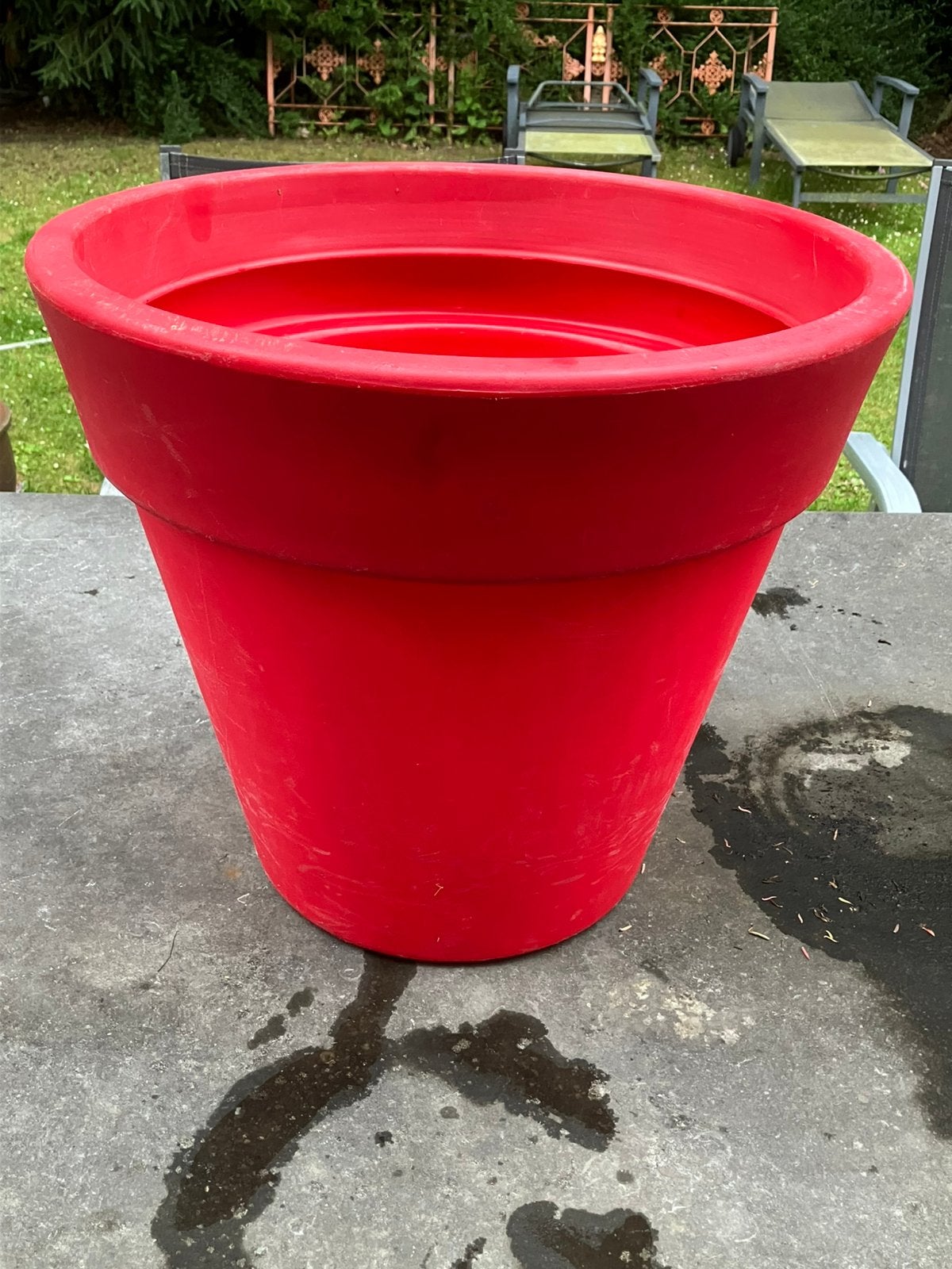 Rode kunststof bloempot 45 cm, Tuin en Terras, Ophalen, Kunststof, 40 cm of meer, Rond