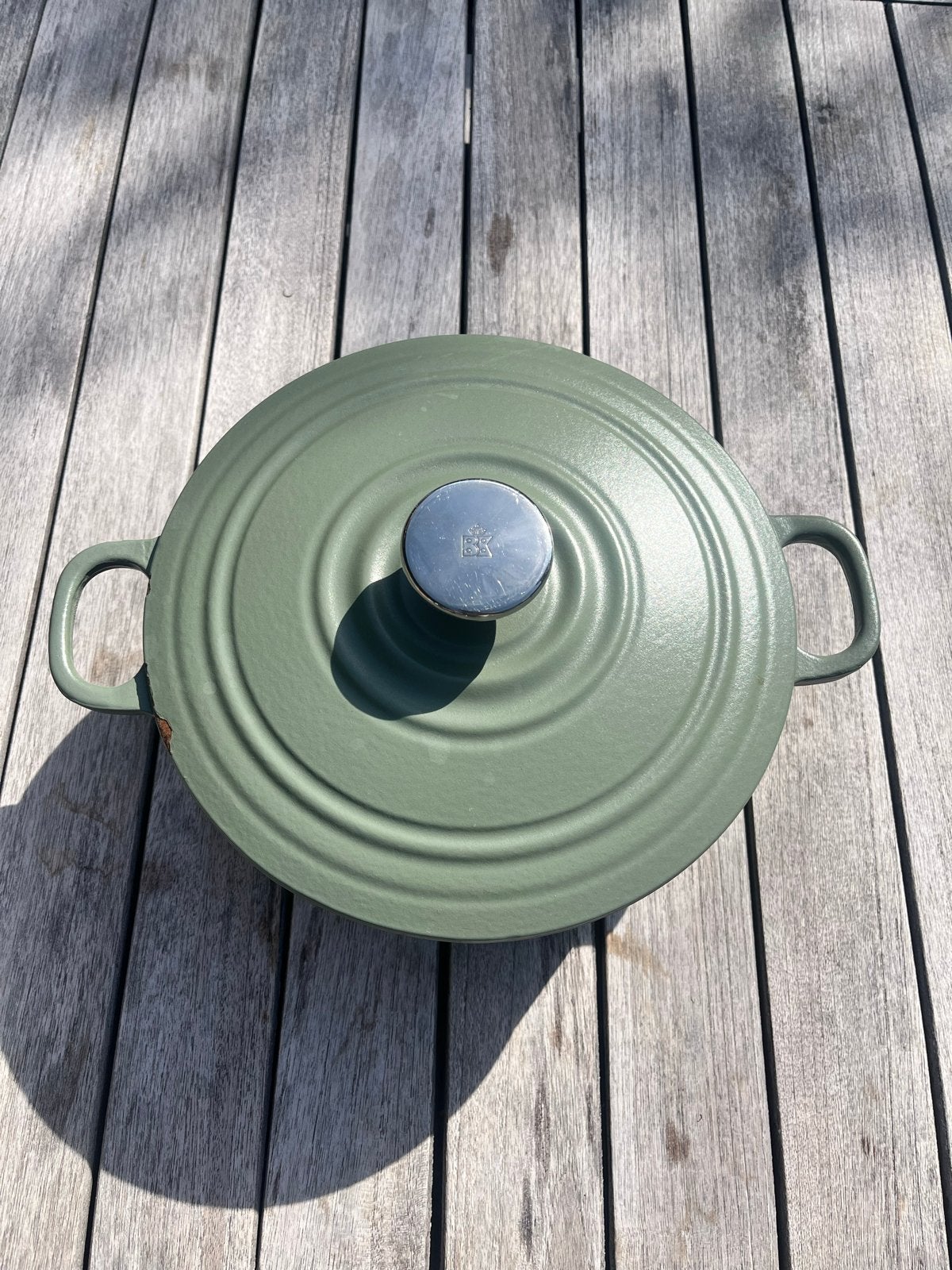 Groene gietijzeren BK braadpan, Ophalen, Gebruikt, Met deksel, Braadpan