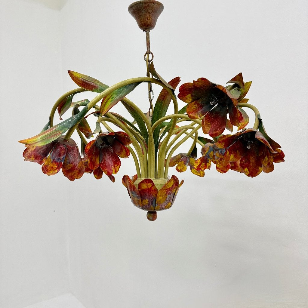 kroonluchter bloemen jaren 80 tulpen, Gebruikt, Lamp, Lamp, Ophalen of Verzenden