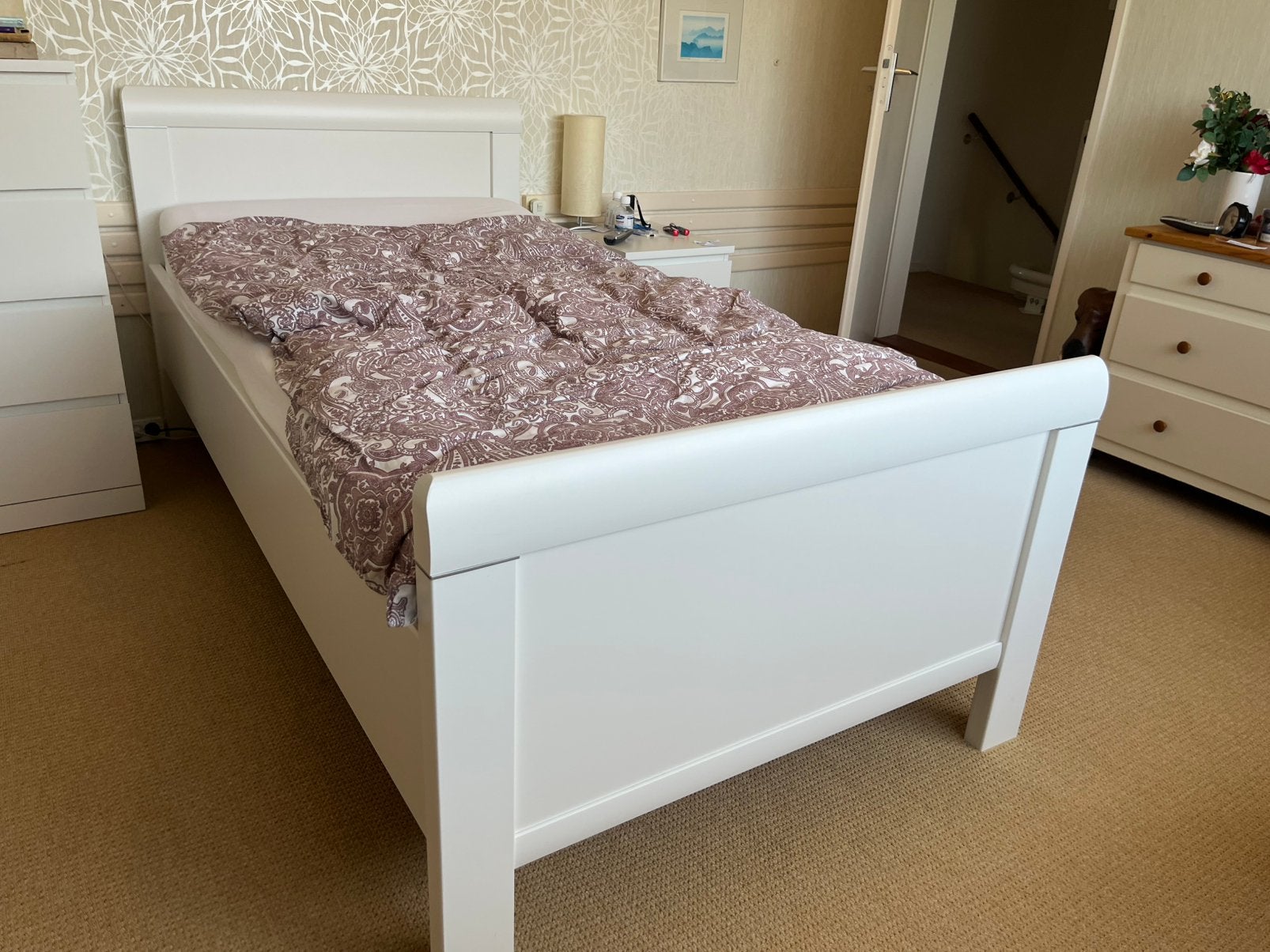 Senior bed 100x200 cm wit verstelbare lattenbodem, Ophalen, 90 cm, Eenpersoons, Wit