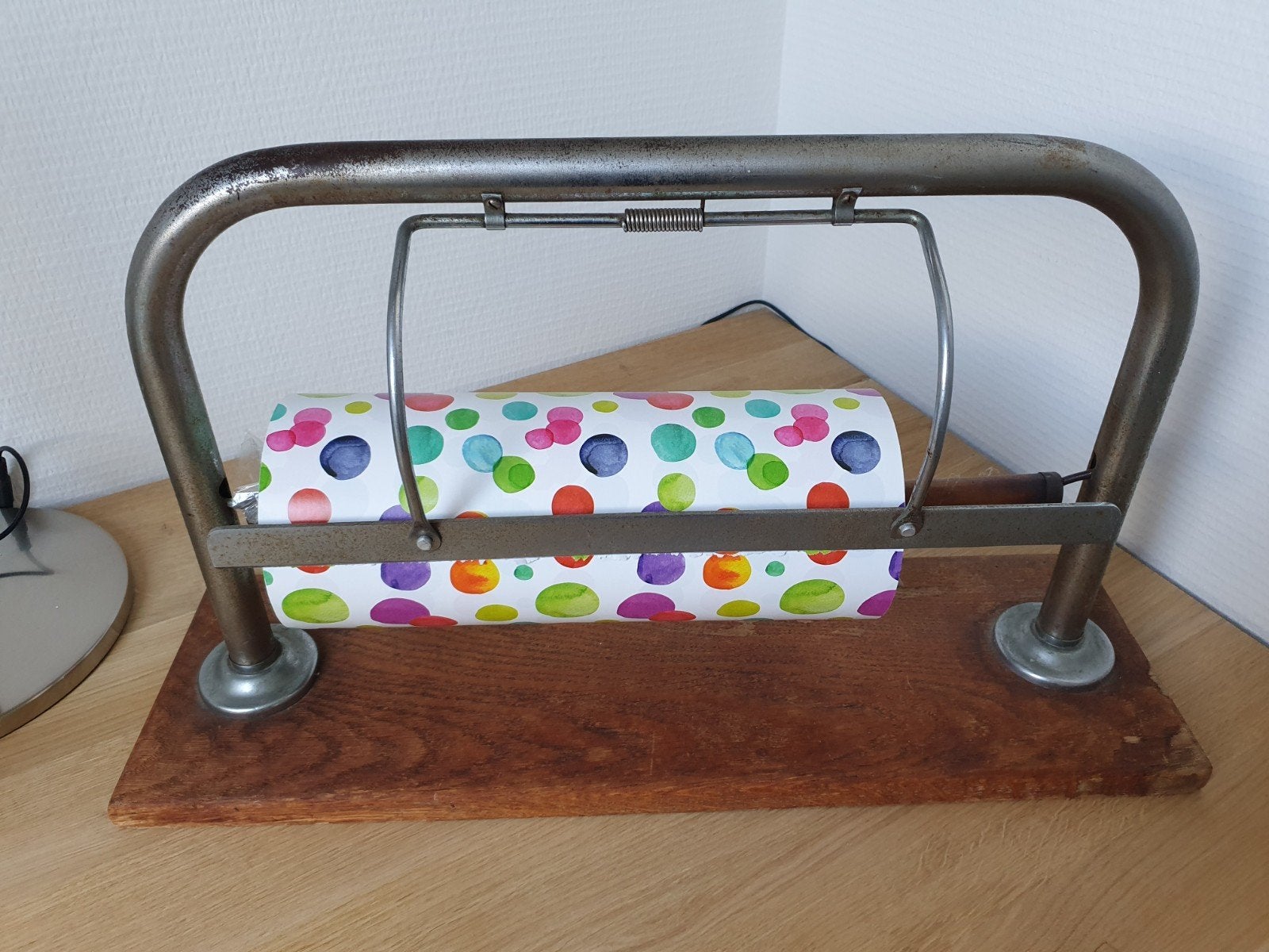 Vintage inpakpapier houder 40cm, Ophalen of Verzenden