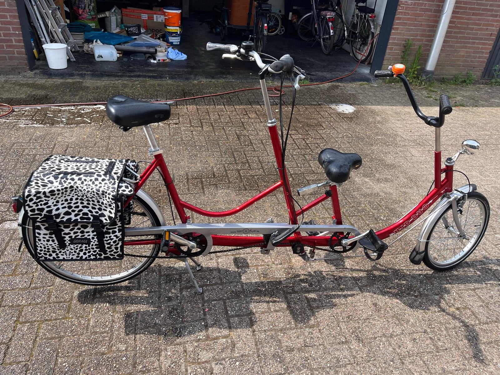 Ouder kind Tandemfiets Rood met 8 versnellingen, Ophalen, Minder dan 10 versnellingen, Gebruikt, Velgrem
