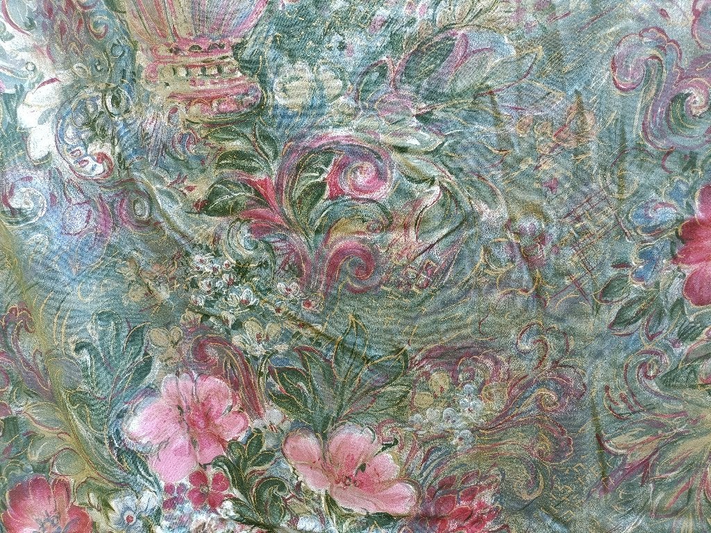 Gordijn gevoerd KOBE groen bloemen 75 x 235 cm, Isolerend, Gebruikt, 235 cm, 75 cm