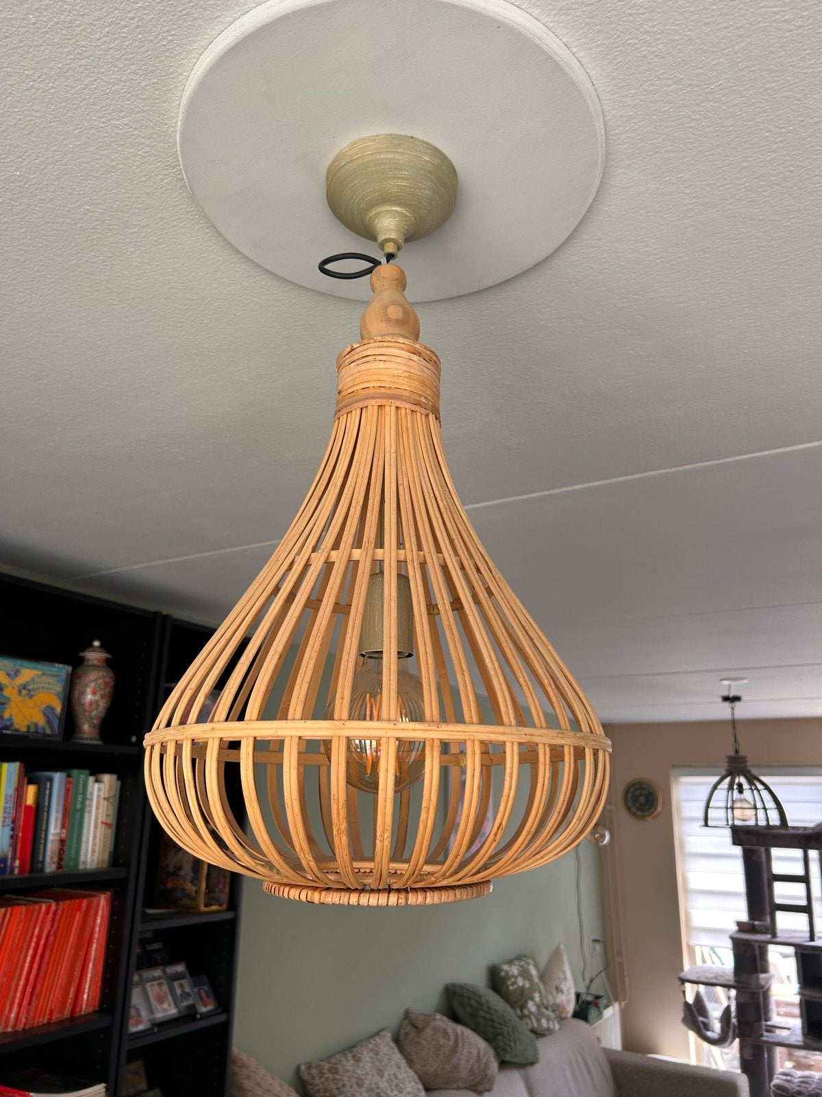 Stijlvolle bamboe hanglamp - perfect voor elke kamer, Ophalen, Zo goed als nieuw, Hout, 50 tot 75 cm