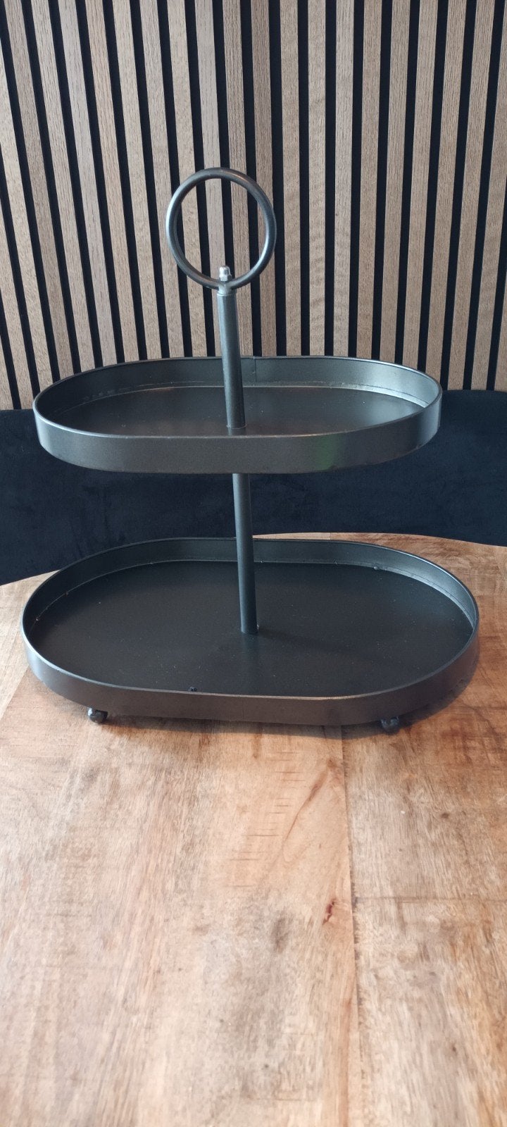 Etagère zwart mat staal - 2 lagen, Huis en Inrichting, Woonaccessoires | Etagères, Ophalen of Verzenden