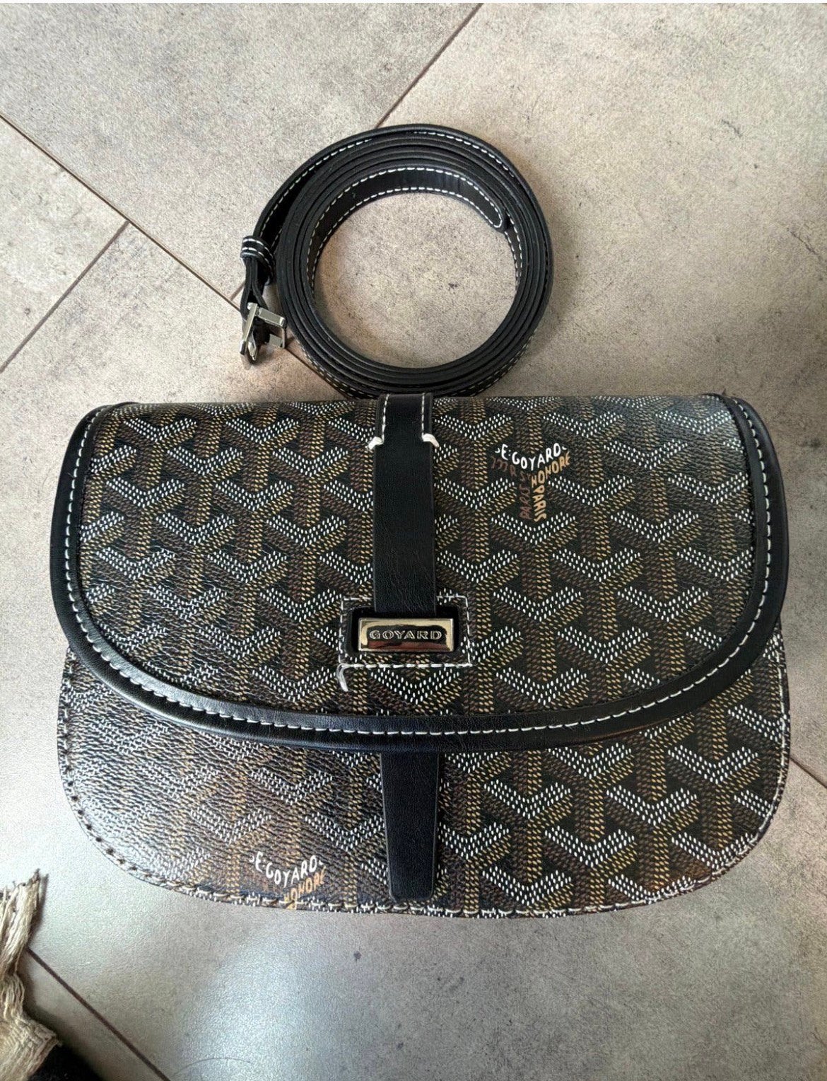 Goyard shoudertasje- zwart/bruin met goyardine print, Ophalen of Verzenden, Nieuw, Zwart, Schoudertasje