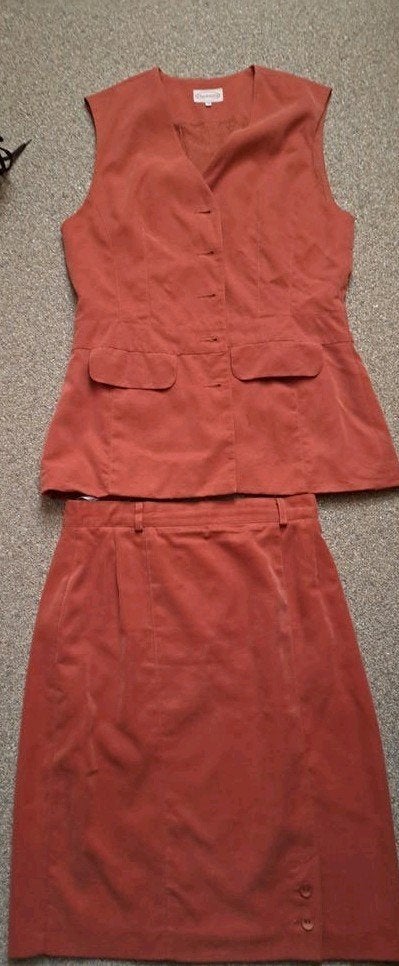 Promiss rok en gilet set in terracotta, maat 38, Kleding | Dames, Maat 38/40 (M), Promiss, Oranje, Ophalen of Verzenden