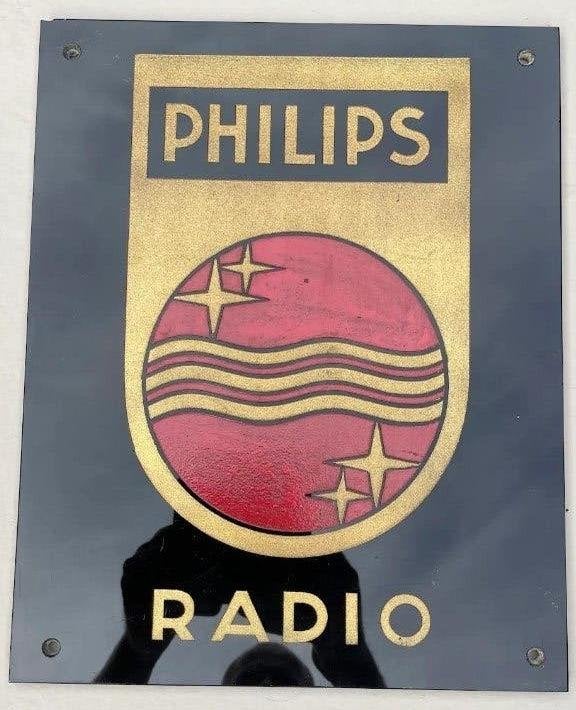 Philips Glazen Winkelbord (Louis Kalff - Jaren '30/'40), Ophalen of Verzenden, Gebruikt, Reclamebord