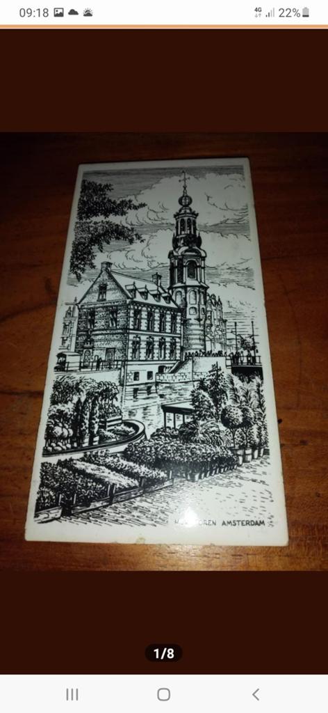Vintage tegel Munt Toren Amsterdam, Antiek en Kunst, Ophalen of Verzenden