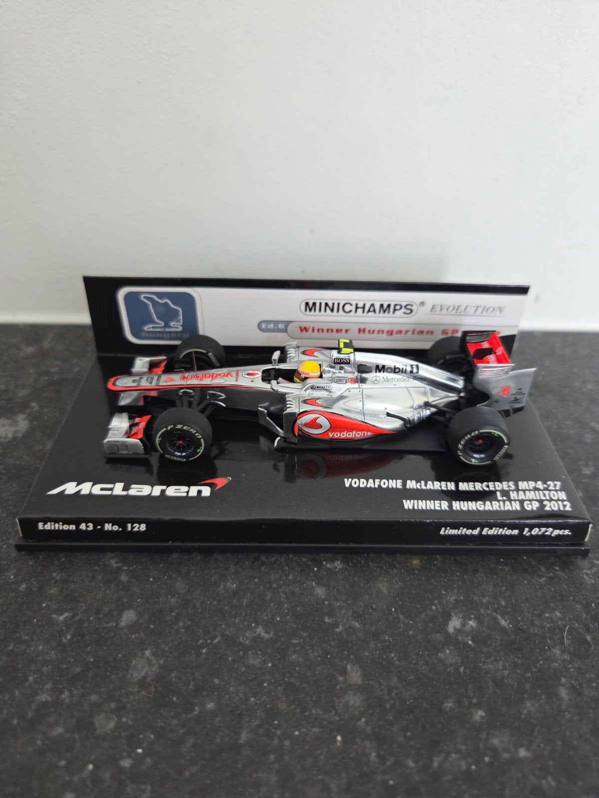 Lewis Hamilton Winner Hungarian GP 2012 Limited edition 1:43, Ophalen of Verzenden, Nieuw, Auto, MiniChamps