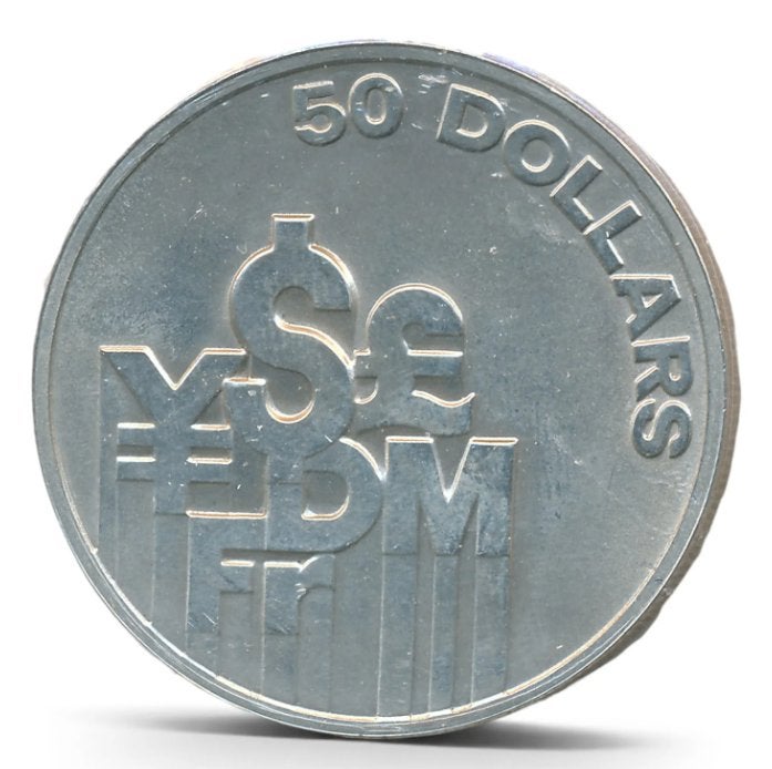 Singapore 50 Dollars 1980 Internationaal financieel centrum, Ophalen of Verzenden, Zuidoost-Azië, Losse munt, Zilver