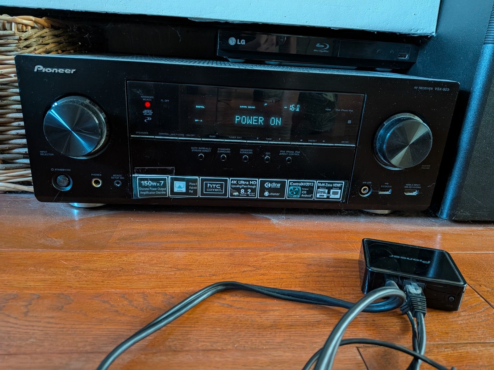 Pioneer VSX-923 AV Receiver met Afstandsbediening, Ophalen, Gebruikt, Pioneer, 120 watt of meer