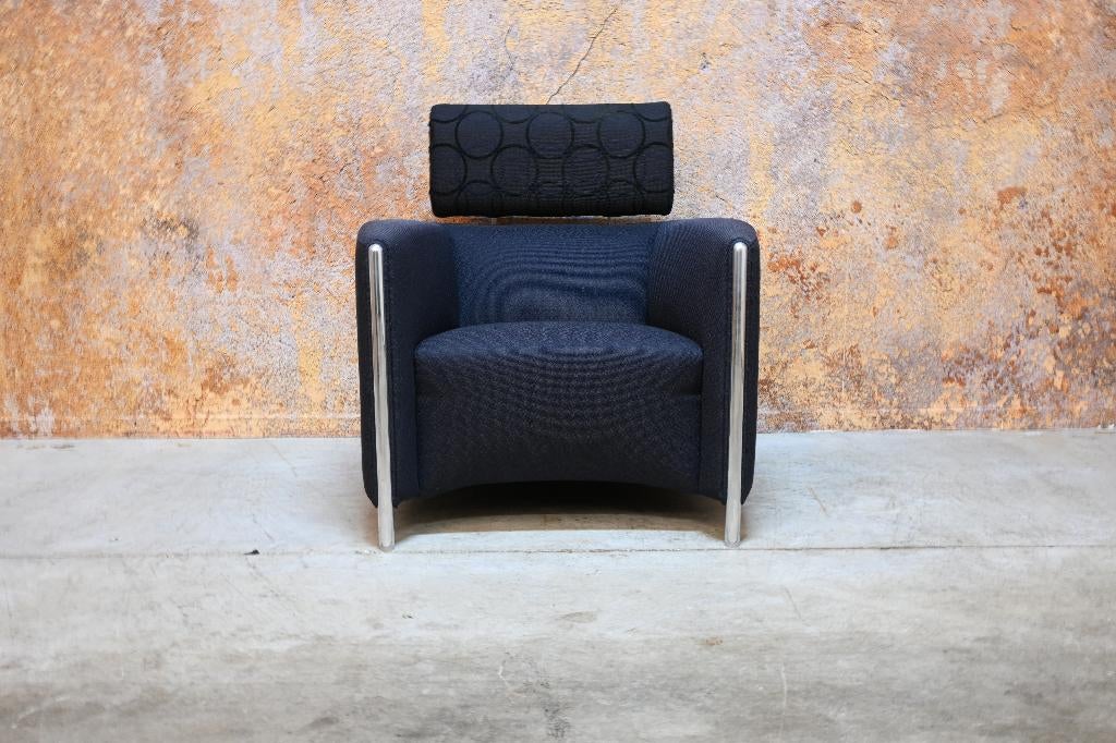 ZGANieuw 2 zwarte stoffen Leolux Goncharov design fauteuils, Leolux, Leolux, 75 tot 100 cm, Ophalen of Verzenden
