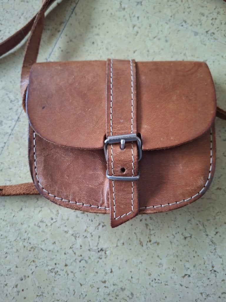 Kleine leren tas, cross body, Ophalen of Verzenden, Gebruikt, Bruin, Leer