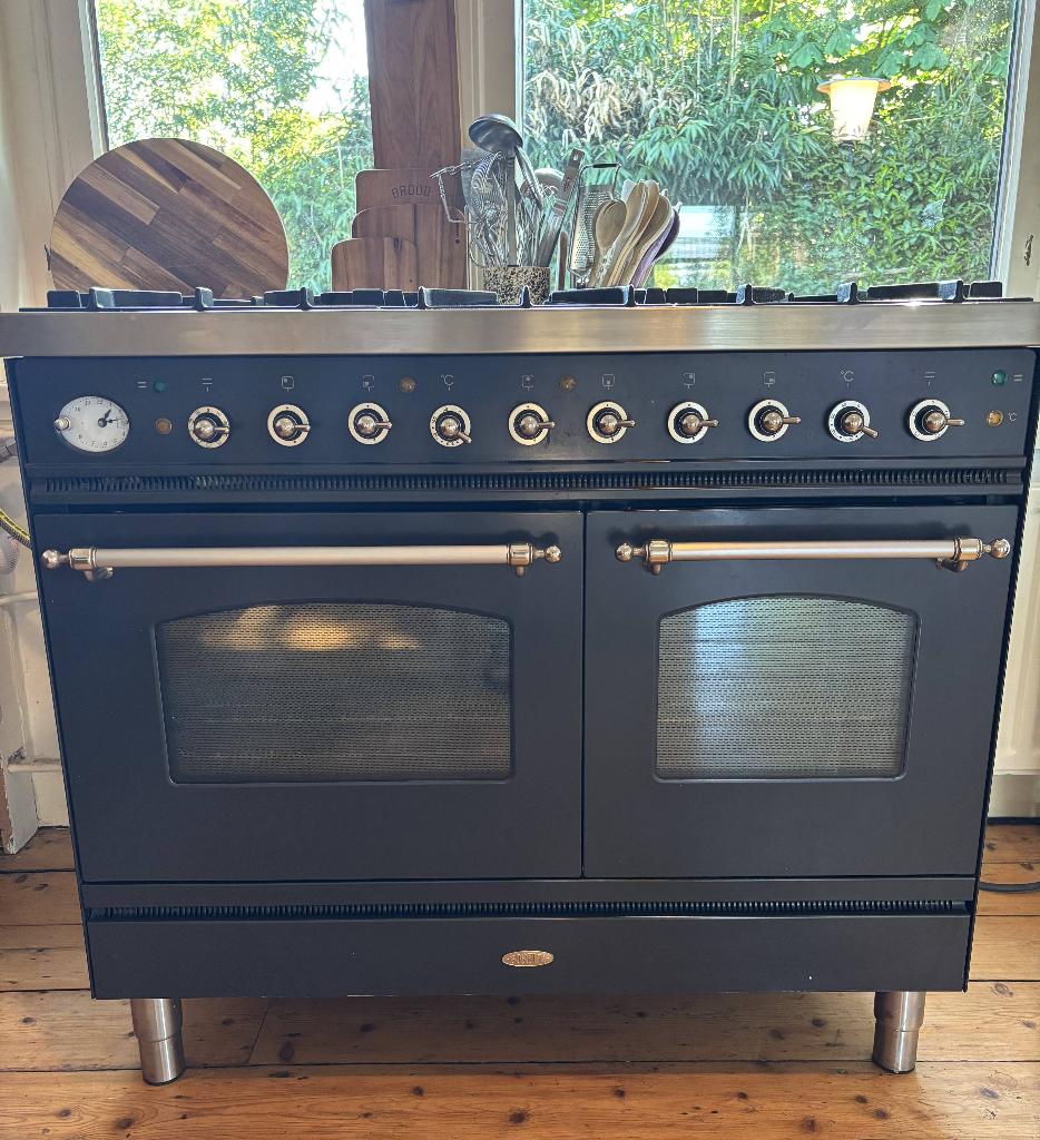 Boretti 6-pits gasfornuis, twee ovens 100 cm breed, Witgoed en Apparatuur, Fornuizen, Ophalen, Gebruikt, 60 cm of meer, Gas