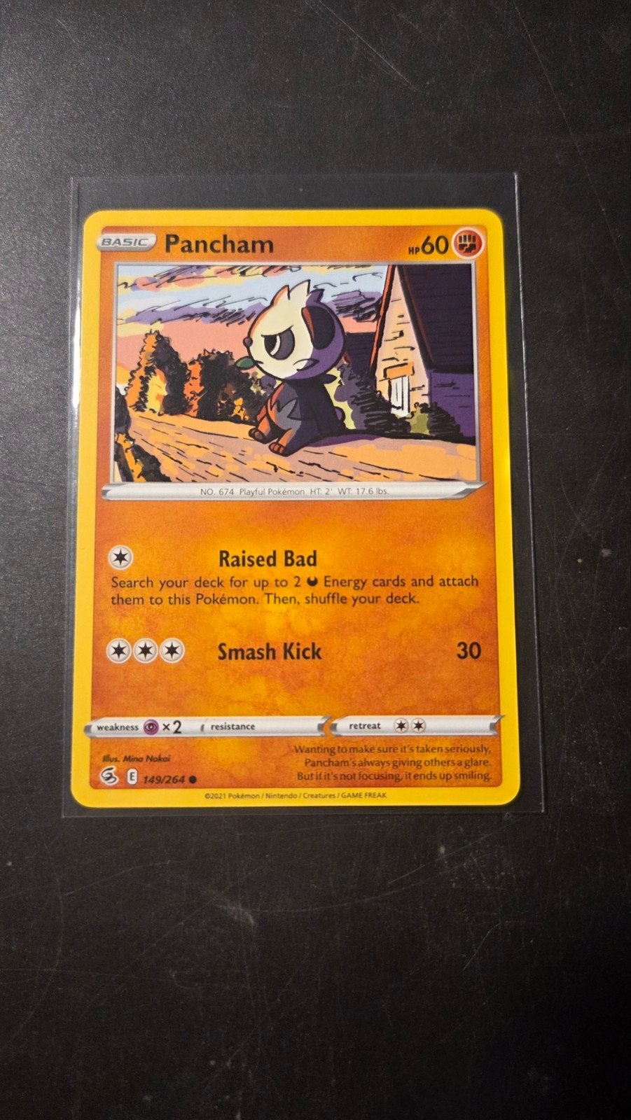 Pancham 149/264 Fusion Strike Pokémon Kaart, Verzenden, Zo goed als nieuw, Losse kaart