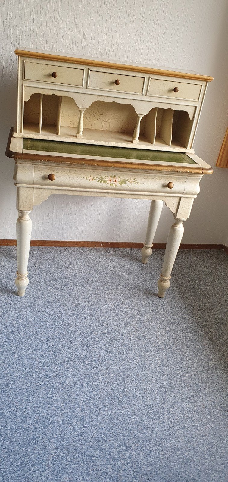 Vintage Lodewijk Secretaire met stoel - Craquelé look, Ophalen