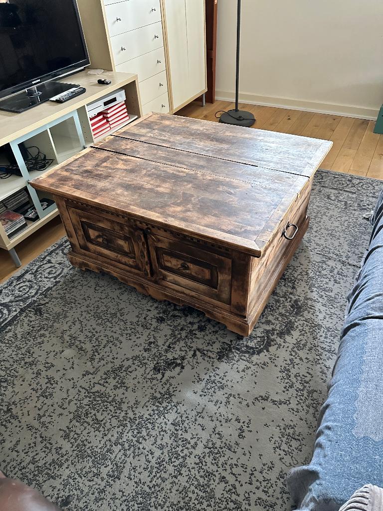 Koloniale tafel kist 90x 106 x56 cm. hoog, Huis en Inrichting, Tafels | Salontafels, Ophalen, Gebruikt, 50 tot 100 cm, 100 tot 150 cm