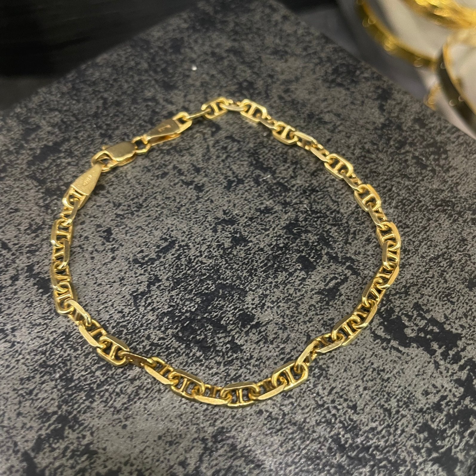 18k massief gouden anker schakel armband, Sieraden, Tassen en Uiterlijk, Ophalen of Verzenden, Zo goed als nieuw, Goud, Goud