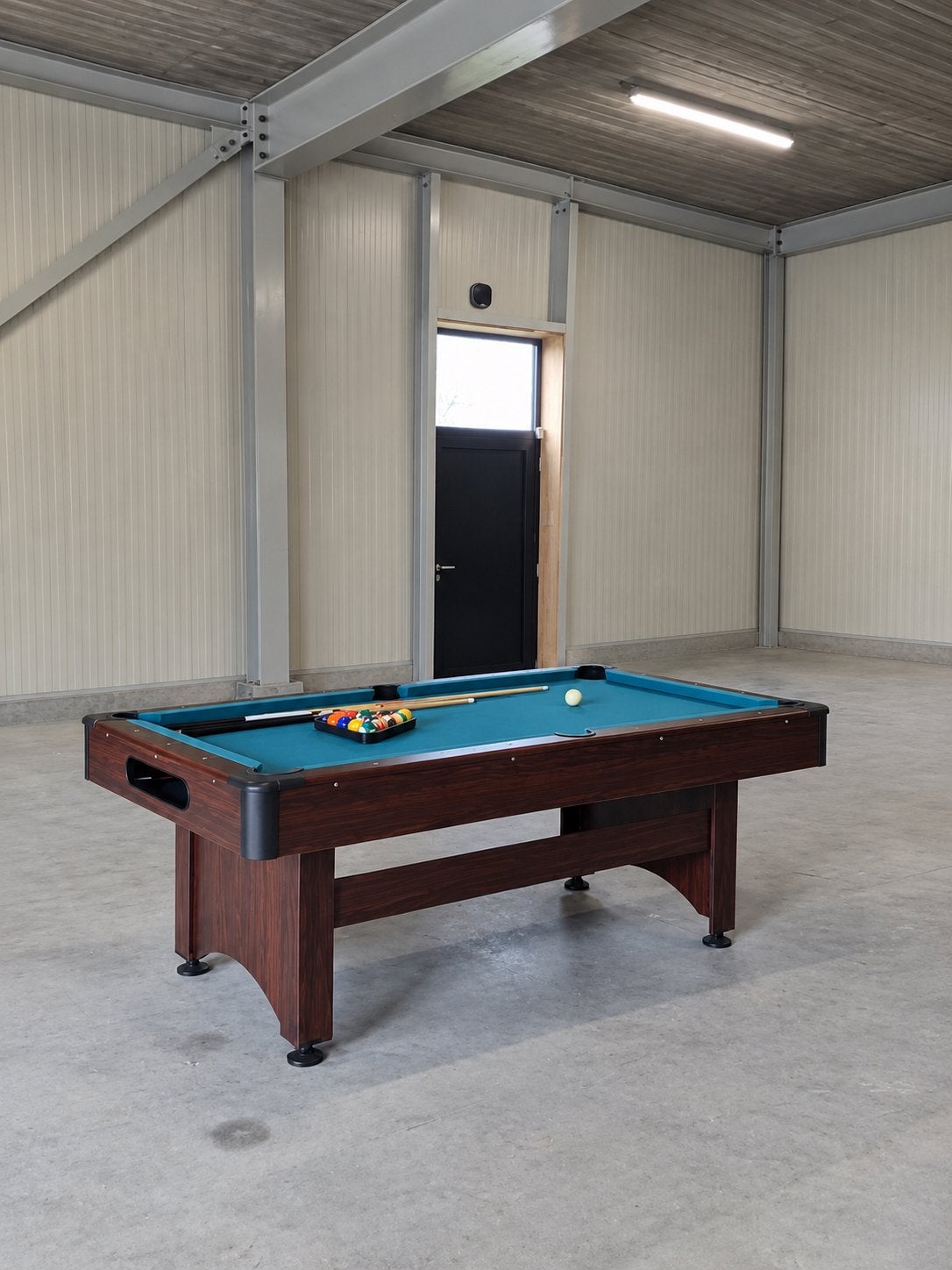 Complete Buffalo Houten Pooltafel met 2 keuen en ballen, Sport en Fitness, Ophalen, Gebruikt, Pooltafel