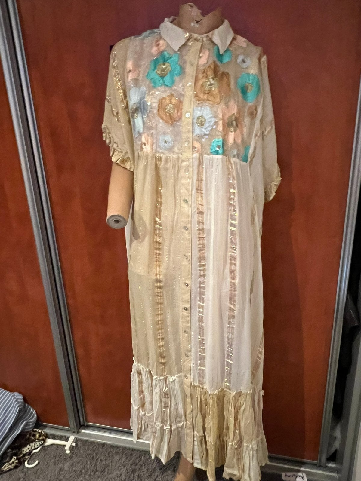 BOHO Madrid jurk met gouddraad maat m  Origineel zgan, Kleding | Dames, Maat 38/40 (M), Beige, G, T