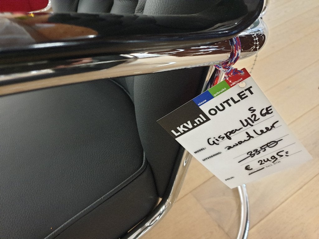 Gispen 412GE fauteuil zwart leer showmodel, Huis en Inrichting, Fauteuils, Ophalen, Gebruikt, 75 tot 100 cm, Leer